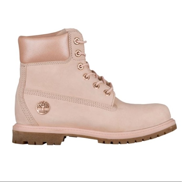 womens black and rose gold timberlands